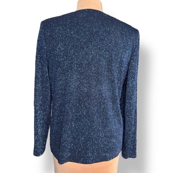 Vintage 90s R&M Richards Petite Navy Blue Open Front Evening Jacket Blazer 12P - Picture 5 of 9